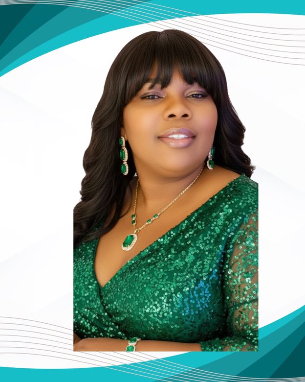 Boladale Gold, ministry headshot in an emerald gown
